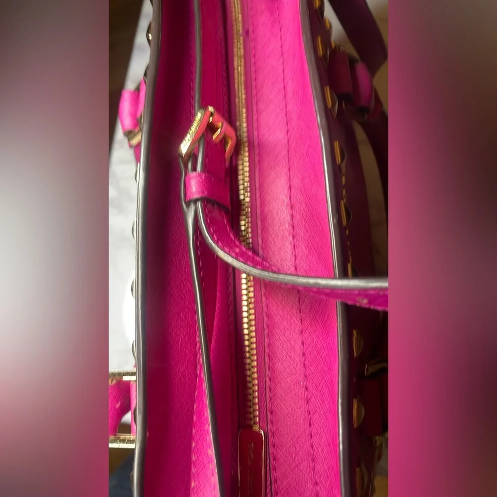 Michael Kors Fuschia Pink Crossbody Bag with Studded Details - Picture 6 of 11